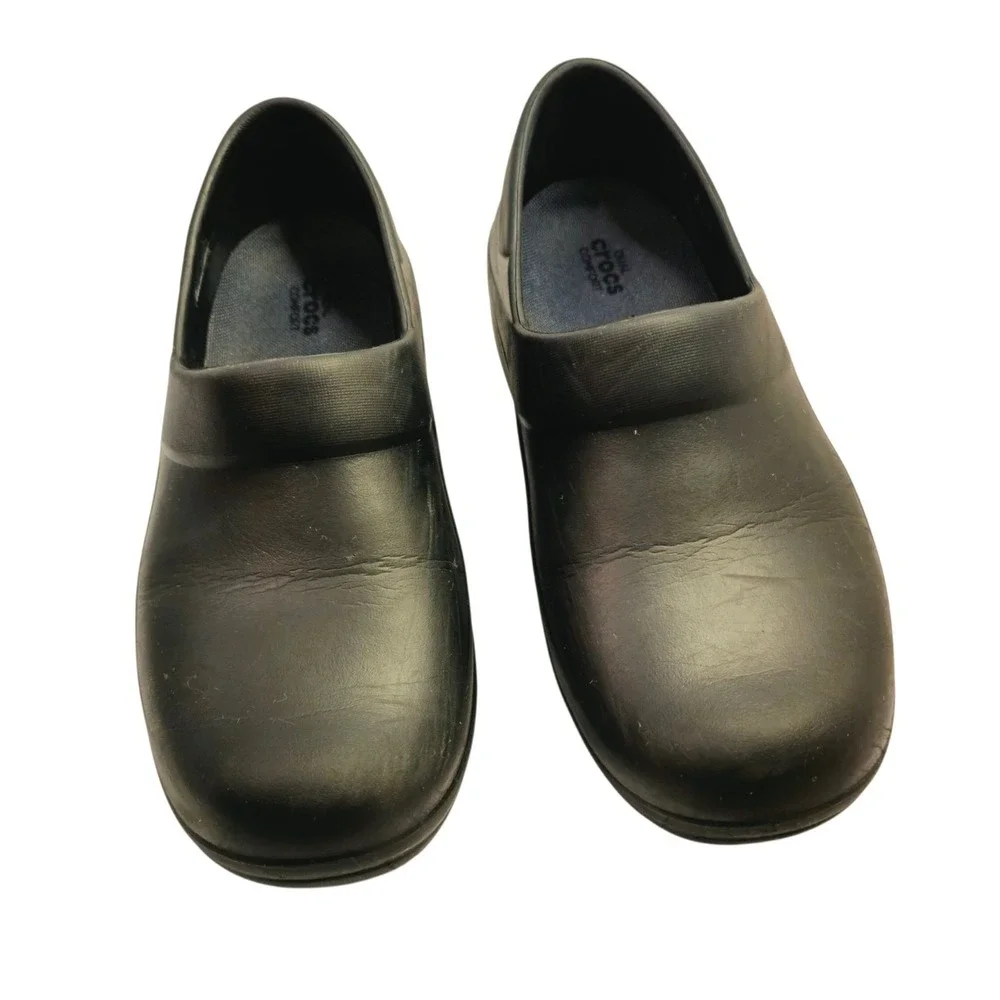 Crocs On The Clock Black Work Slip-Resistant Clogs Shoes Women 10 Men 8 EU 42